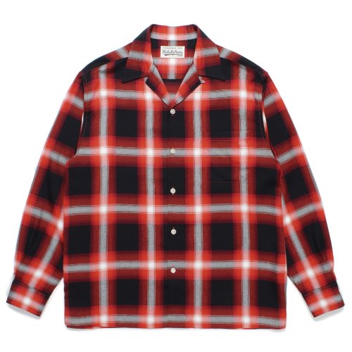 他の写真1: WACKO MARIA/OMBRE CHECK OPEN COLLAR SHIRT（RED）［オンブレチェックオープンカラーシャツ-24秋冬］