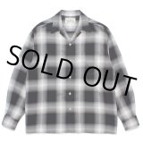 WACKO MARIA/OMBRE CHECK OPEN COLLAR SHIRT（GRAY）［オンブレチェックオープンカラーシャツ-24秋冬］