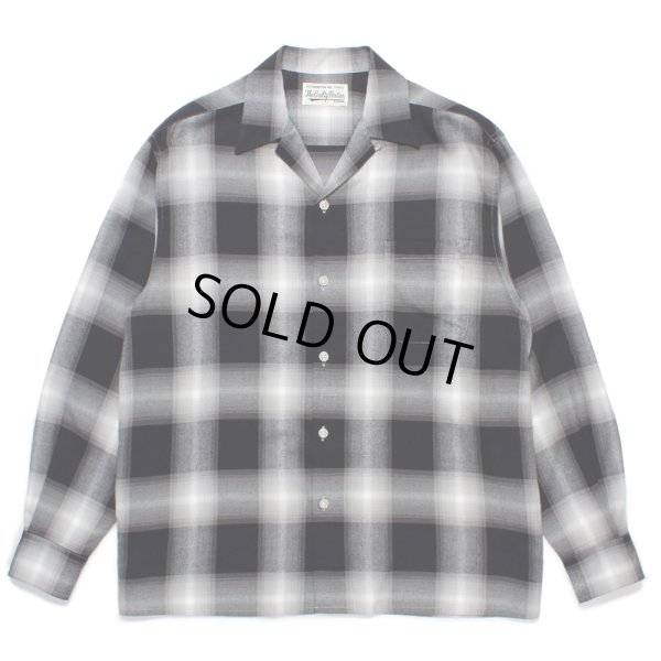 画像1: WACKO MARIA/OMBRE CHECK OPEN COLLAR SHIRT（GRAY）［オンブレチェックオープンカラーシャツ-24秋冬］