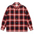 画像1: WACKO MARIA/OMBRE CHECK OPEN COLLAR SHIRT（RED）［オンブレチェックオープンカラーシャツ-24秋冬］ (1)