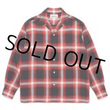 WACKO MARIA/OMBRE CHECK OPEN COLLAR SHIRT（RED）［オンブレチェックオープンカラーシャツ-24秋冬］