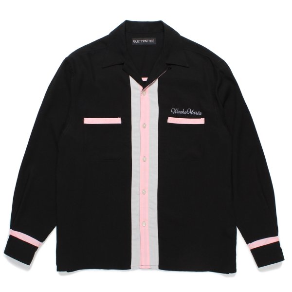 画像1: WACKO MARIA/SWITCHING 50'S OPEN COLLAR SHIRT（BLACK）［スイッチング50'Sオープンカラーシャツ-24秋冬］