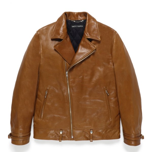 画像1: WACKO MARIA/LEATHER DOUBLE RIDERS JACKET（BROWN）［レザーダブルライダースJKT-24秋冬］