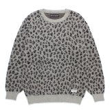 WACKO MARIA/LEOPARD JACQUARD MOHAIR KNIT SWEATER（GRAY）［レオパードモヘアセーター-24秋冬］