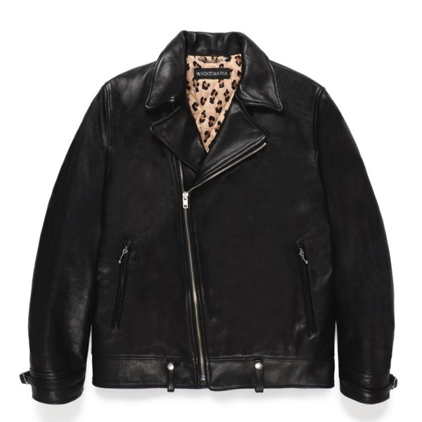 画像1: WACKO MARIA/LEATHER DOUBLE RIDERS JACKET（BLACK）［レザーダブルライダースJKT-24秋冬］