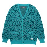 WACKO MARIA/LEOPARD JACQUARD MOHAIR KNIT CARDIGAN（BLUE）［レオパードモヘアカーディガン-24秋冬］