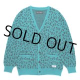 WACKO MARIA/LEOPARD JACQUARD MOHAIR KNIT CARDIGAN（BLUE）［レオパードモヘアカーディガン-24秋冬］