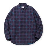 CALEE/BOX CHECK DROP SH（DARK PURPLE）［ボックスチェックドロップシャツ-24秋冬］