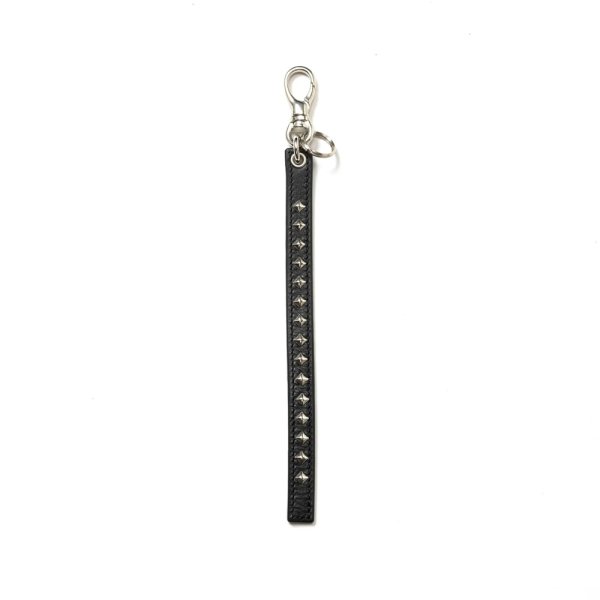 画像1: CALEE/STUDS LEATHER SHORT KEY RING（BLACK）［スタッズレザーショートキーリング-24秋冬］