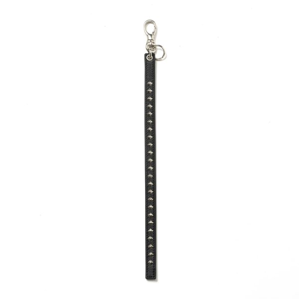 画像1: CALEE/STUDS LEATHER LONG KEY RING（BLACK）［スタッズレザーロングキーリング-24秋冬］