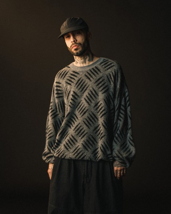 画像2: TIGHTBOOTH/CHECKER PLATE MOHAIR SWEATER（Black）［チェッカープレートモヘアセーター-24秋冬］