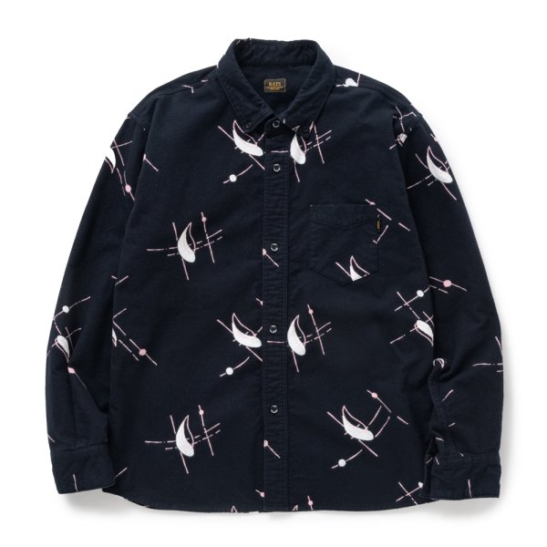 画像1: RATS/ATOMIC PRINT FLANNEL B.D SHIRT（BLACK）［フランネルB.Dシャツ-24秋冬］