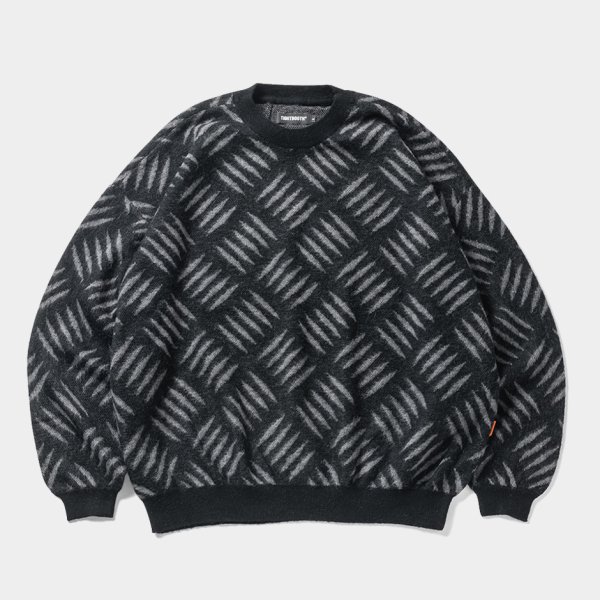 画像1: TIGHTBOOTH/CHECKER PLATE MOHAIR SWEATER（Black）［チェッカープレートモヘアセーター-24秋冬］