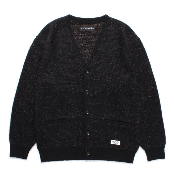 画像1: WACKO MARIA/GLITTER MOHAIR KNIT CARDIGAN（BLACK/RAINBOW）［グリッダーモヘアカーディガン-24秋冬］