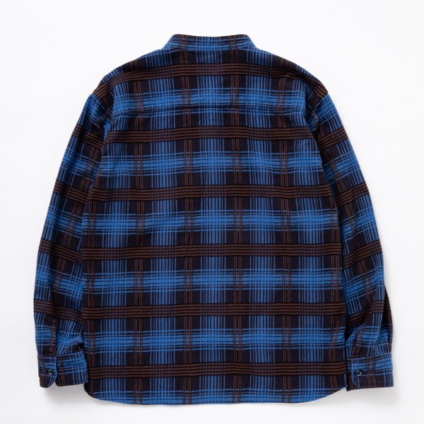 画像2: RATS/STAND COLLAR C/R FLANNEL CHECK SHIRT（SAX BLUE CHECK）［スタンドカラーフランネルチェックシャツ-24秋冬］