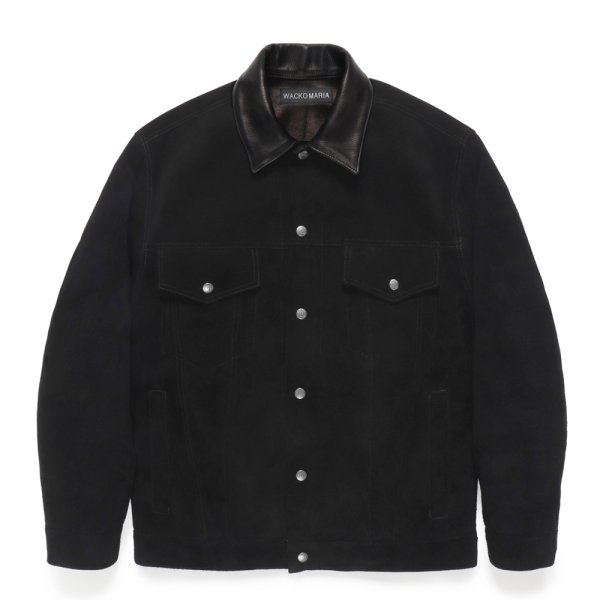 画像1: WACKO MARIA/SUEDE TRUCKER JACKET（BLACK）［スウェードレザートラッカーJKT-24秋冬］