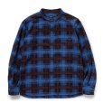 画像1: RATS/STAND COLLAR C/R FLANNEL CHECK SHIRT（SAX BLUE CHECK）［スタンドカラーフランネルチェックシャツ-24秋冬］ (1)