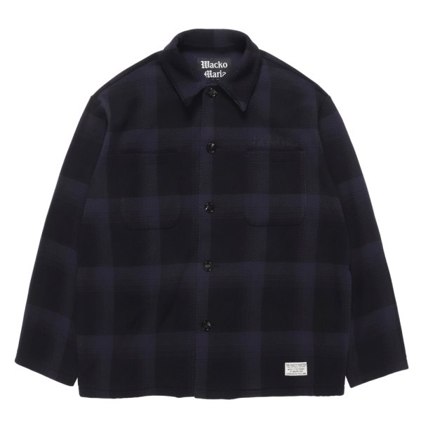 画像1: WACKO MARIA/CHECK FLEECE SHIRT JACKET（NAVY）［チェックフリースシャツJKT-24秋冬］