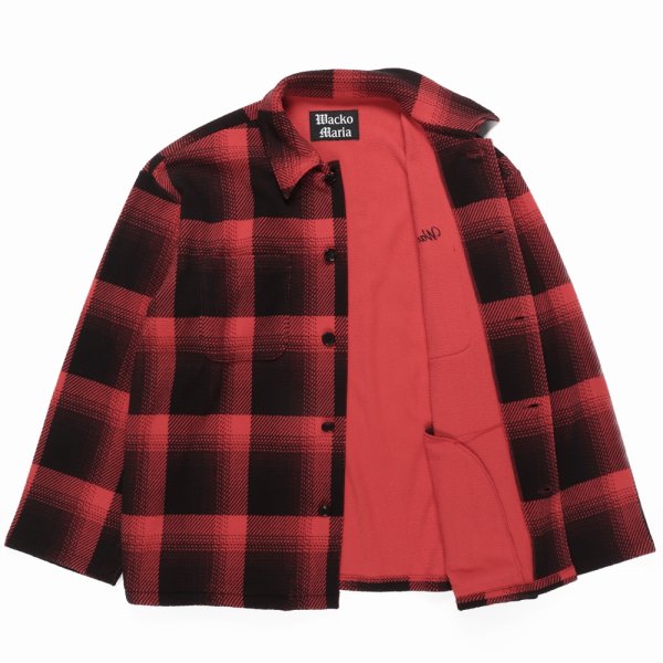 画像2: WACKO MARIA/CHECK FLEECE SHIRT JACKET（RED）［チェックフリースシャツJKT-24秋冬］