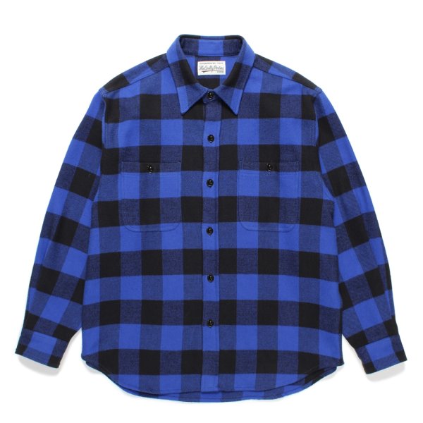 画像1: WACKO MARIA/CHECK FLANNEL SHIRT（BLUE）［チェックフランネルシャツ-24秋冬］