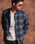 画像8: RATS/STAND COLLAR C/R FLANNEL CHECK SHIRT（SAX BLUE CHECK）［スタンドカラーフランネルチェックシャツ-24秋冬］