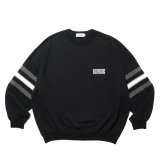 COOTIE PRODUCTIONS/Heavy Oz Jersey Jacquard Sleeve Crew（Black）［ジャガードスリーブクルー-24秋冬］