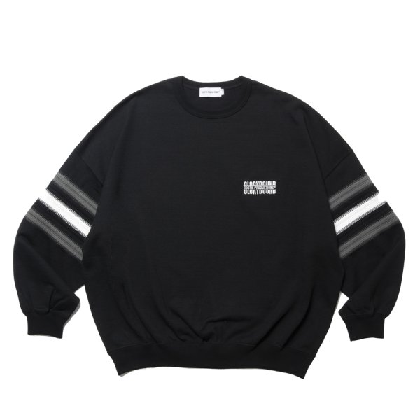 画像1: COOTIE PRODUCTIONS/Heavy Oz Jersey Jacquard Sleeve Crew（Black）［ジャガードスリーブクルー-24秋冬］