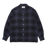 WACKO MARIA/OMBRE CHECK OPEN COLLAR SHIRT（BLUE）［オンブレチェックオープンカラーシャツ-24秋冬］