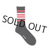 WACKO MARIA/LOGO JACQUARD SOCKS（BLACK/RED）［ロゴジャガードソックス-24秋冬］