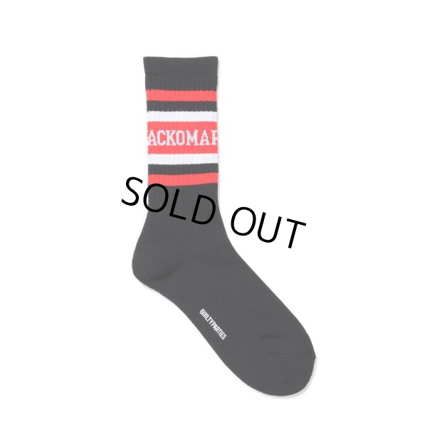 画像1: WACKO MARIA/LOGO JACQUARD SOCKS（BLACK/RED）［ロゴジャガードソックス-24秋冬］