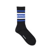 WACKO MARIA/LOGO JACQUARD SOCKS（BLACK/BLUE）［ロゴジャガードソックス-24秋冬］