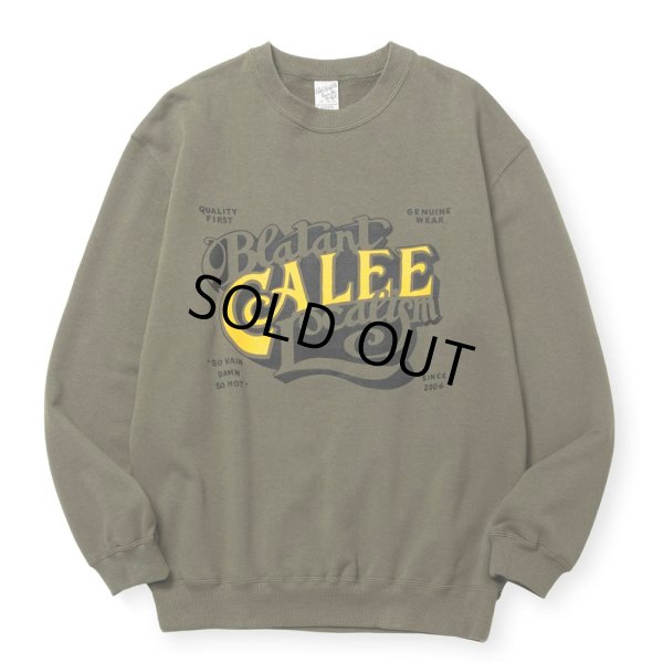 画像1: CALEE/CAL BL LOGO CREW NECK SW ＜NATURALLY PAINT DESIGN＞（OLIVE）［クルーネックスウェット-24秋冬］