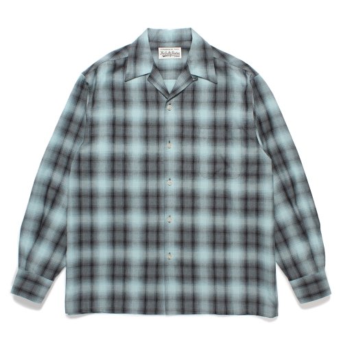 他の写真1: WACKO MARIA/OMBRE CHECK OPEN COLLAR SHIRT（BLUE）［オンブレチェックオープンカラーシャツ-24秋冬］