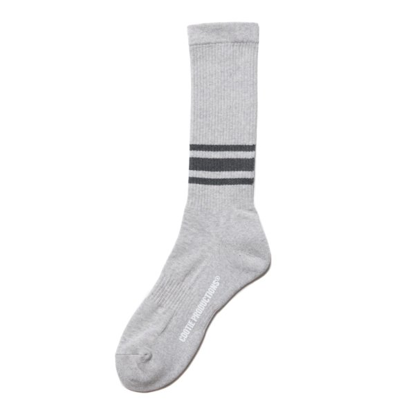 画像1: COOTIE PRODUCTIONS/Raza High Socks（Border）（Ash Gray）［ハイソックス-24秋冬］