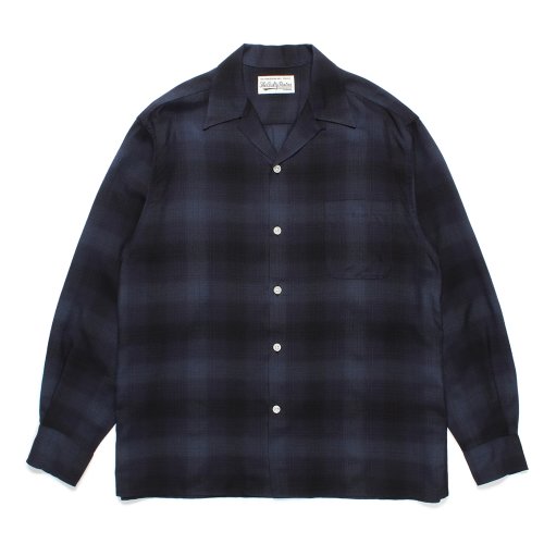 他の写真1: WACKO MARIA/OMBRE CHECK OPEN COLLAR SHIRT（BLUE）［オンブレチェックオープンカラーシャツ-24秋冬］