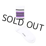 WACKO MARIA/LOGO JACQUARD SOCKS（WHITE/PURPLE）［ロゴジャガードソックス-24秋冬］