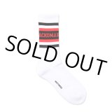 WACKO MARIA/LOGO JACQUARD SOCKS（WHITE/RED）［ロゴジャガードソックス-24秋冬］