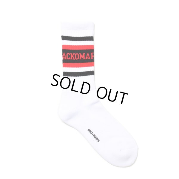 画像1: WACKO MARIA/LOGO JACQUARD SOCKS（WHITE/RED）［ロゴジャガードソックス-24秋冬］