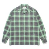 WACKO MARIA/OMBRE CHECK OPEN COLLAR SHIRT（GREEN）［オンブレチェックオープンカラーシャツ-24秋冬］