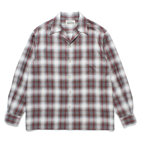 画像1: WACKO MARIA/OMBRE CHECK OPEN COLLAR SHIRT（WHITE）［オンブレチェックオープンカラーシャツ-24秋冬］