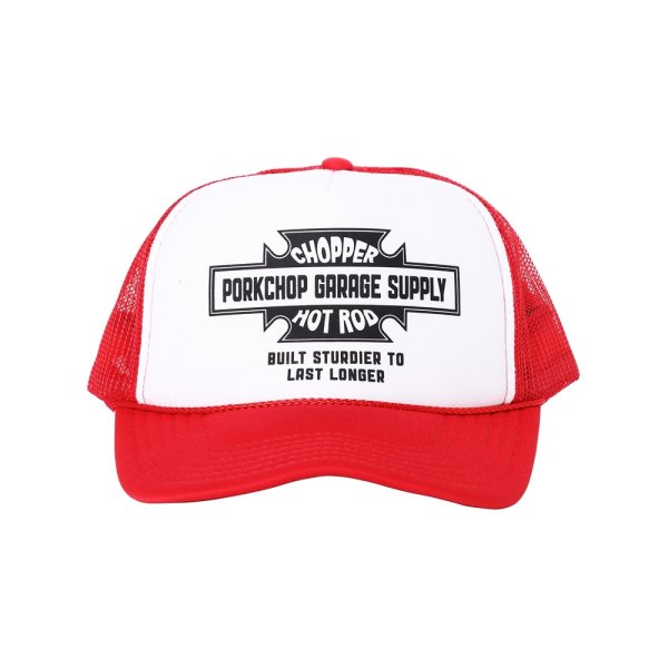 画像1: PORKCHOP/BAR&SHIELD MESH CAP（RED）［メッシュキャップ-24秋冬］