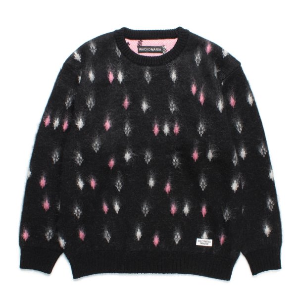 画像1: WACKO MARIA/DIAMOND HEAVY MOHAIR KNIT SWEATER（BLACK）［ダイヤモンドヘビーモヘアセーター-24秋冬］