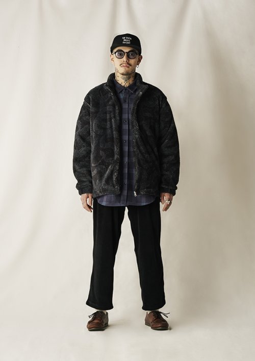 他の写真3: CALEE/NYLON RIP FLEECE TRACK TYPE JACKET ＜SNAKE PATTERN＞（BLACK/CHARCOAL）［フリーストラックタイプJKT-24秋冬］