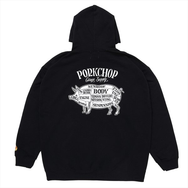 画像1: PORKCHOP/PORK BACK HOODIE（BLACK）［プルオーバーパーカー-24秋冬］