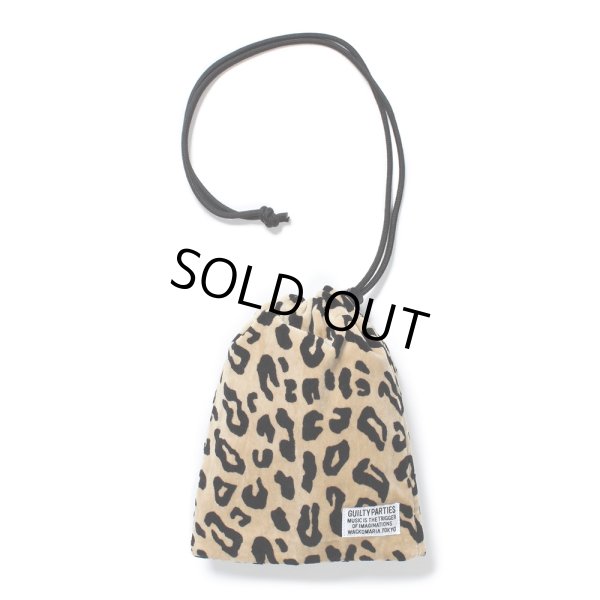 画像1: WACKO MARIA/DRAWSTRING BAG（LEOPARD VELVET）［ドローストリングバッグ-24秋冬］