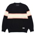 WACKO MARIA/LOGO JACQUARD KNIT SWEATER（BLACK）［ロゴジャガードセーター-24秋冬］