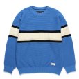 画像1: WACKO MARIA/LOGO JACQUARD KNIT SWEATER（BLUE）［ロゴジャガードセーター-24秋冬］ (1)