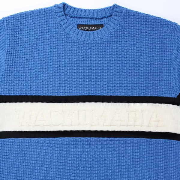 画像2: WACKO MARIA/LOGO JACQUARD KNIT SWEATER（BLUE）［ロゴジャガードセーター-24秋冬］