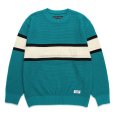 画像1: WACKO MARIA/LOGO JACQUARD KNIT SWEATER（GREEN）［ロゴジャガードセーター-24秋冬］ (1)