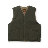 CALEE/TASLAN NYLON PADDED WAIST COAT（DARK OLIVE）［ナイロンパデッドベスト-24秋冬］